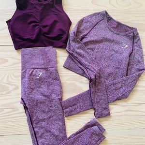 Gymshark workout legging, crop top and sports bra